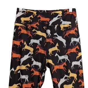 LulaRoe Brown Orange Tan White Horse Plaid Leggings One Size